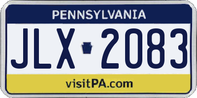 PA license plate JLX2083