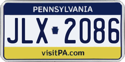 PA license plate JLX2086