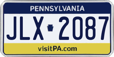 PA license plate JLX2087
