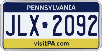 PA license plate JLX2092