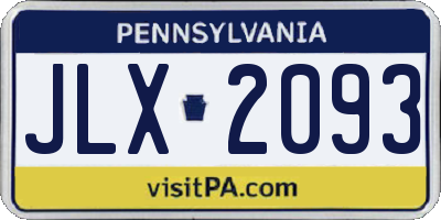PA license plate JLX2093