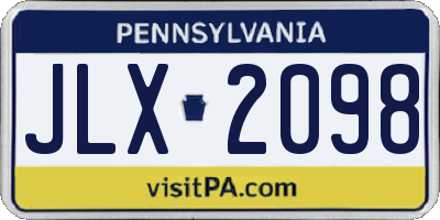 PA license plate JLX2098