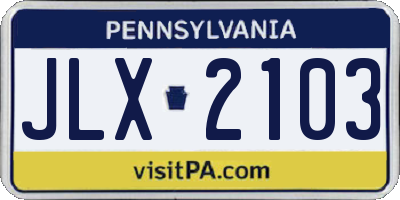 PA license plate JLX2103