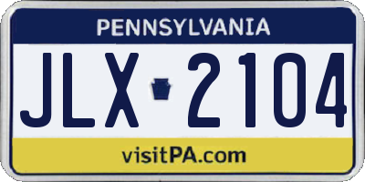PA license plate JLX2104