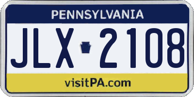 PA license plate JLX2108