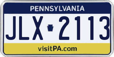 PA license plate JLX2113