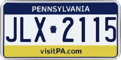 PA license plate JLX2115