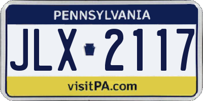 PA license plate JLX2117