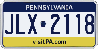 PA license plate JLX2118