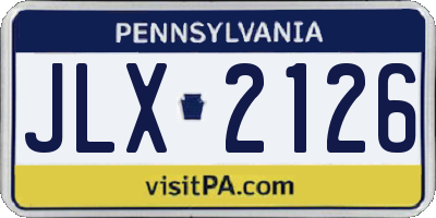 PA license plate JLX2126