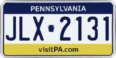 PA license plate JLX2131