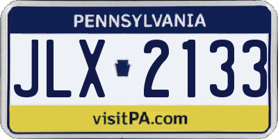 PA license plate JLX2133