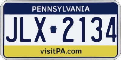 PA license plate JLX2134