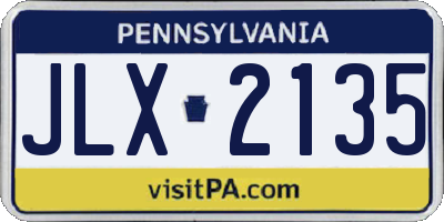 PA license plate JLX2135