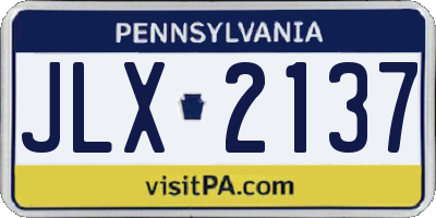 PA license plate JLX2137