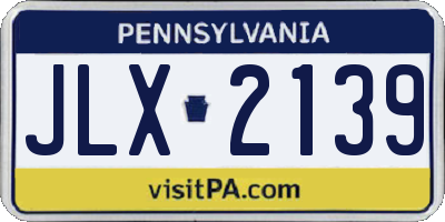 PA license plate JLX2139