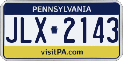 PA license plate JLX2143