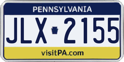 PA license plate JLX2155