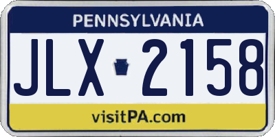 PA license plate JLX2158