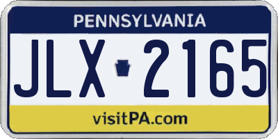 PA license plate JLX2165