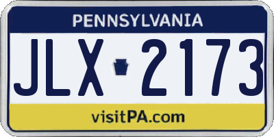 PA license plate JLX2173