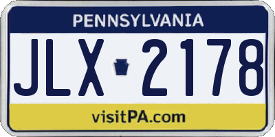 PA license plate JLX2178