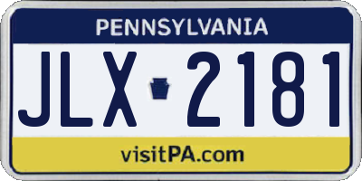 PA license plate JLX2181