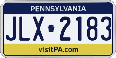 PA license plate JLX2183