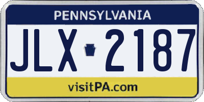 PA license plate JLX2187
