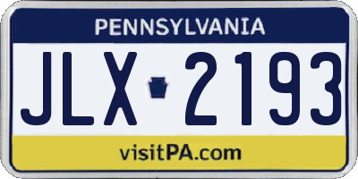 PA license plate JLX2193