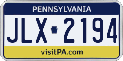 PA license plate JLX2194