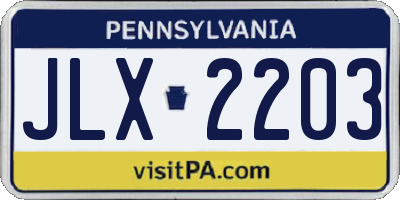 PA license plate JLX2203