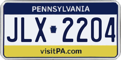 PA license plate JLX2204