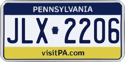 PA license plate JLX2206
