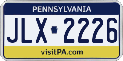 PA license plate JLX2226