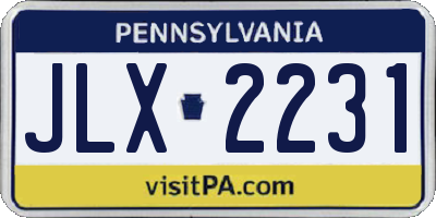 PA license plate JLX2231