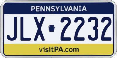PA license plate JLX2232