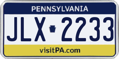 PA license plate JLX2233