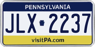 PA license plate JLX2237