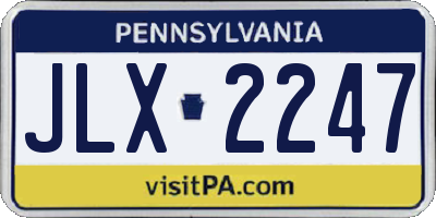 PA license plate JLX2247