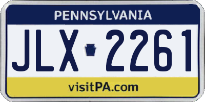 PA license plate JLX2261