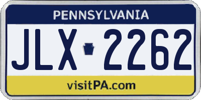 PA license plate JLX2262