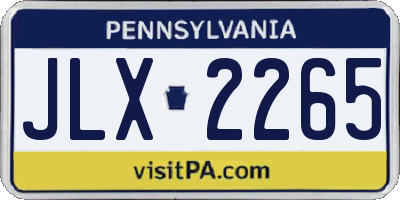 PA license plate JLX2265