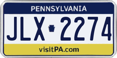 PA license plate JLX2274