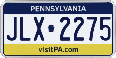 PA license plate JLX2275