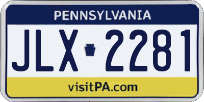 PA license plate JLX2281