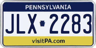 PA license plate JLX2283