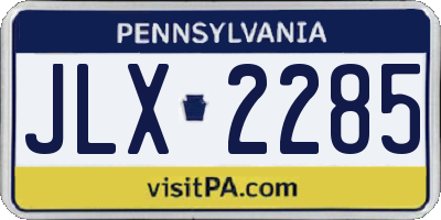 PA license plate JLX2285