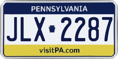 PA license plate JLX2287