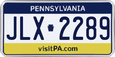 PA license plate JLX2289